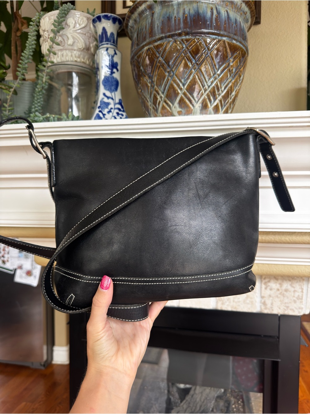 Coach Vintage Black Leather Legacy Slim Shoulder Duffle Bag 1415